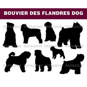 Silhouettes de chien Bouvier des Flandres - 9 modèles | Téléchargement numérique | Bouvier des Flandres SVG, Bouvier des Flandres chien PNG graphiques