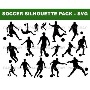 Fußball SVG Silhouette Pack - 17 Designs | Digitaler Download | Footy PNG, Fußball Vektorgrafik, Fußball SVG, Futbol Vektor