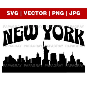 New York City Skyline SVG | Digital Download | New York Skyline Silhouette, City Silhouette SVG, Cityscape PNG, United States Vector