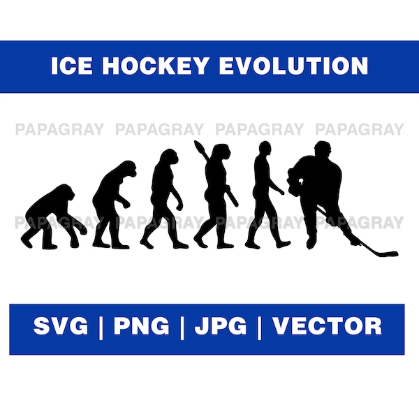 Ice Hockey SVG Evolution Graphic | Digital Download | Ice Hockey PNG, Ice Hockey Silhouette, Ice Hockey Human Evolution, Ice Hockey SVG