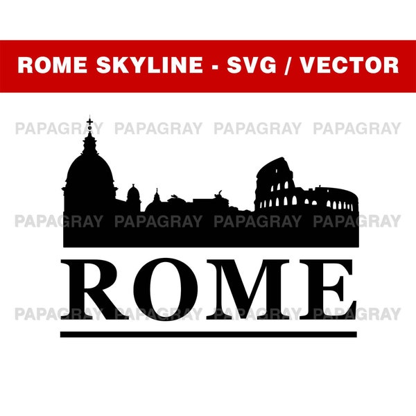 Skyline van Rome SVG | Digitale download | Rome SVG, Rome Italië PNG Vector, de skyline van de stad Rome