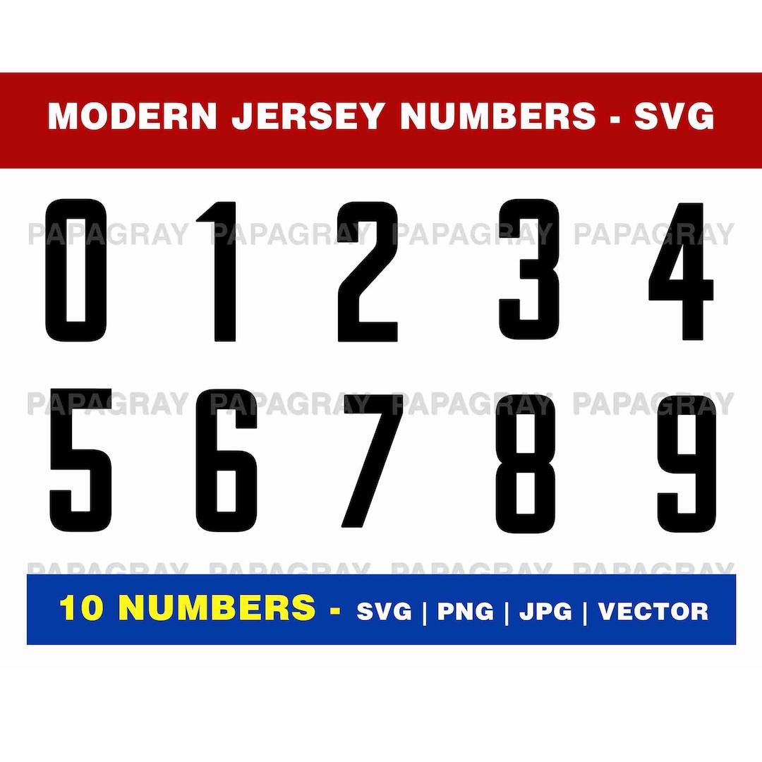 Modern Jersey Numbers SVG Pack 10 Numbers (Instant Download) Etsy