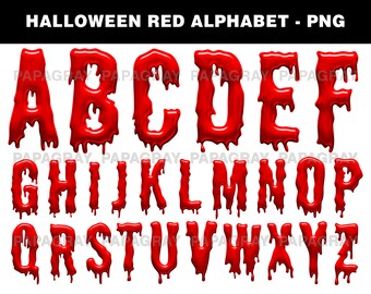 Halloween Red Alphabet Clipart Pack | Digital Download | Halloween Clipart, Halloween Clip Art, Halloween Alphabet PNG