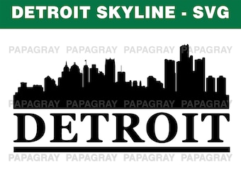 Detroit Skyline SVG | Digital Download | Detroit SVG, Detroit PNG, Detroit Michigan Vector, United States, Detroit City Skyline Michigan