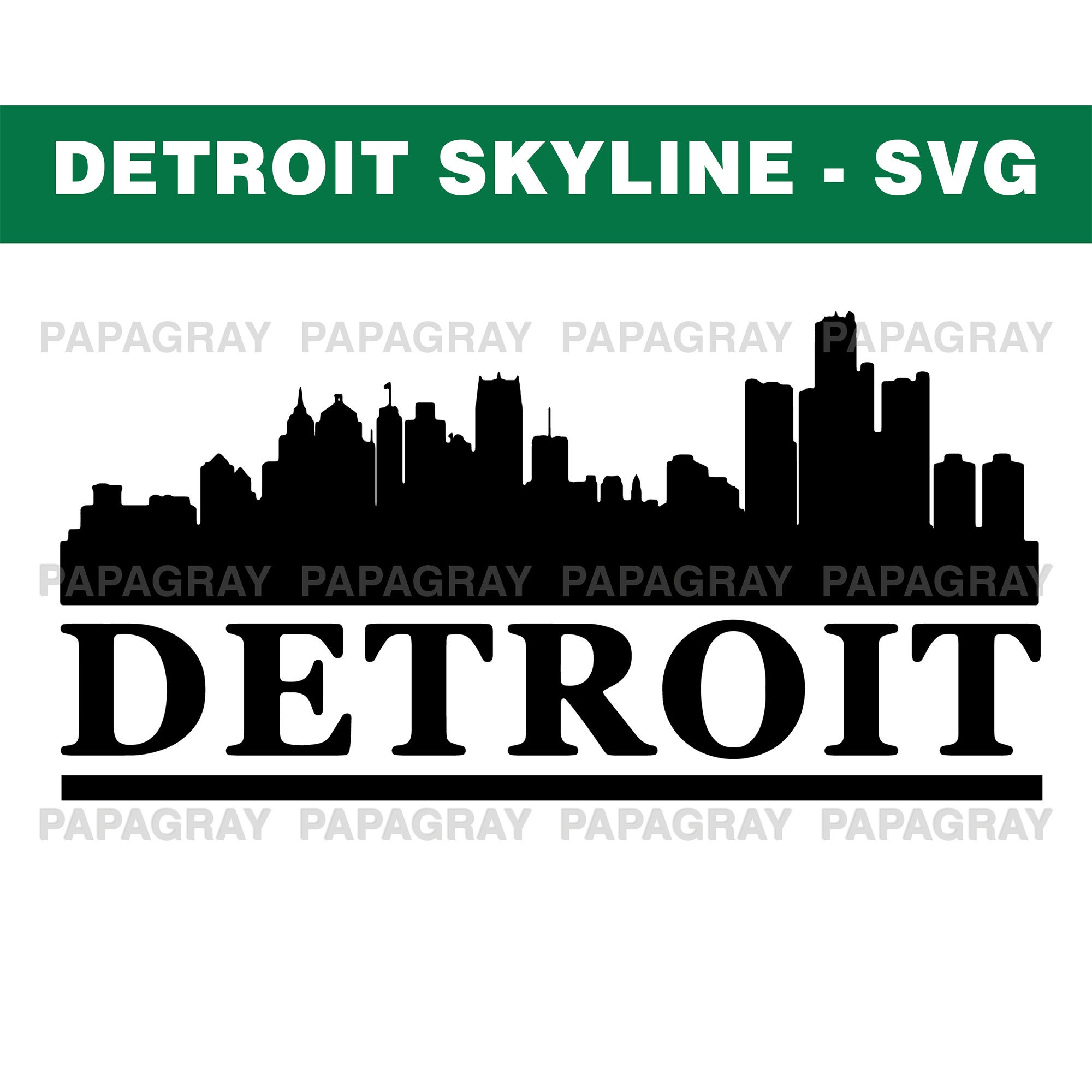 Detroit Skyline SVG Digital Download Detroit SVG Detroit 
