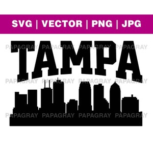 Tampa Florida Skyline SVG | Digital Download | Florida Cityscape, USA Vector Graphic, Urban Clipart, Downtown Tampa Skyline Silhouette