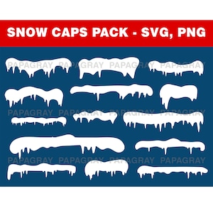 Lot SVG Bonnets de neige - 15 modèles | Téléchargement numérique | SVG de neige de Noël, neige sur le toit, neige sur le toit, neige hiver, neige de Noël, neige de Noël