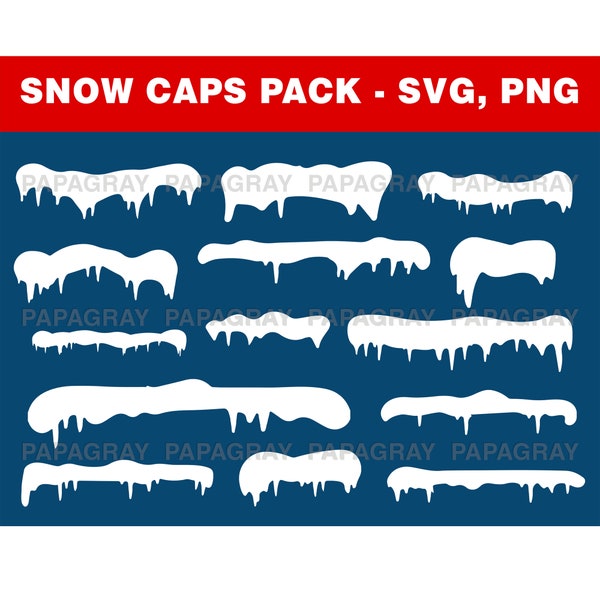 Snow Caps SVG Pack - 15 Designs | Digital Download | Christmas Snow SVG, Roof Snow, Rooftop Snow, Snow Winter, Snowy Christmas, Xmas Snow