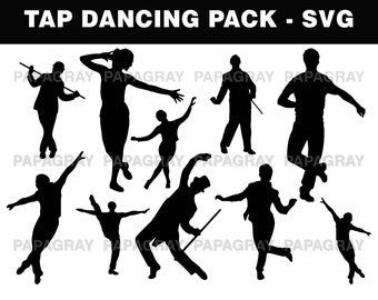 Tap Dancing Silhouette Pack - 10 Designs | Digital Download | Tap Dancing SVG, Tap Dancing PNG, Tap Dancing JPG, Tap Dancer Graphic, Dancer