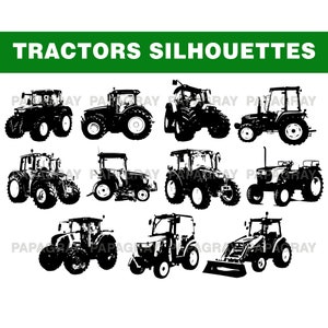 Tractor SVG Silhouette Pack - 11 Designs | Digital Download | Agricultural Machinery Graphic, Farming Vehicle Vector