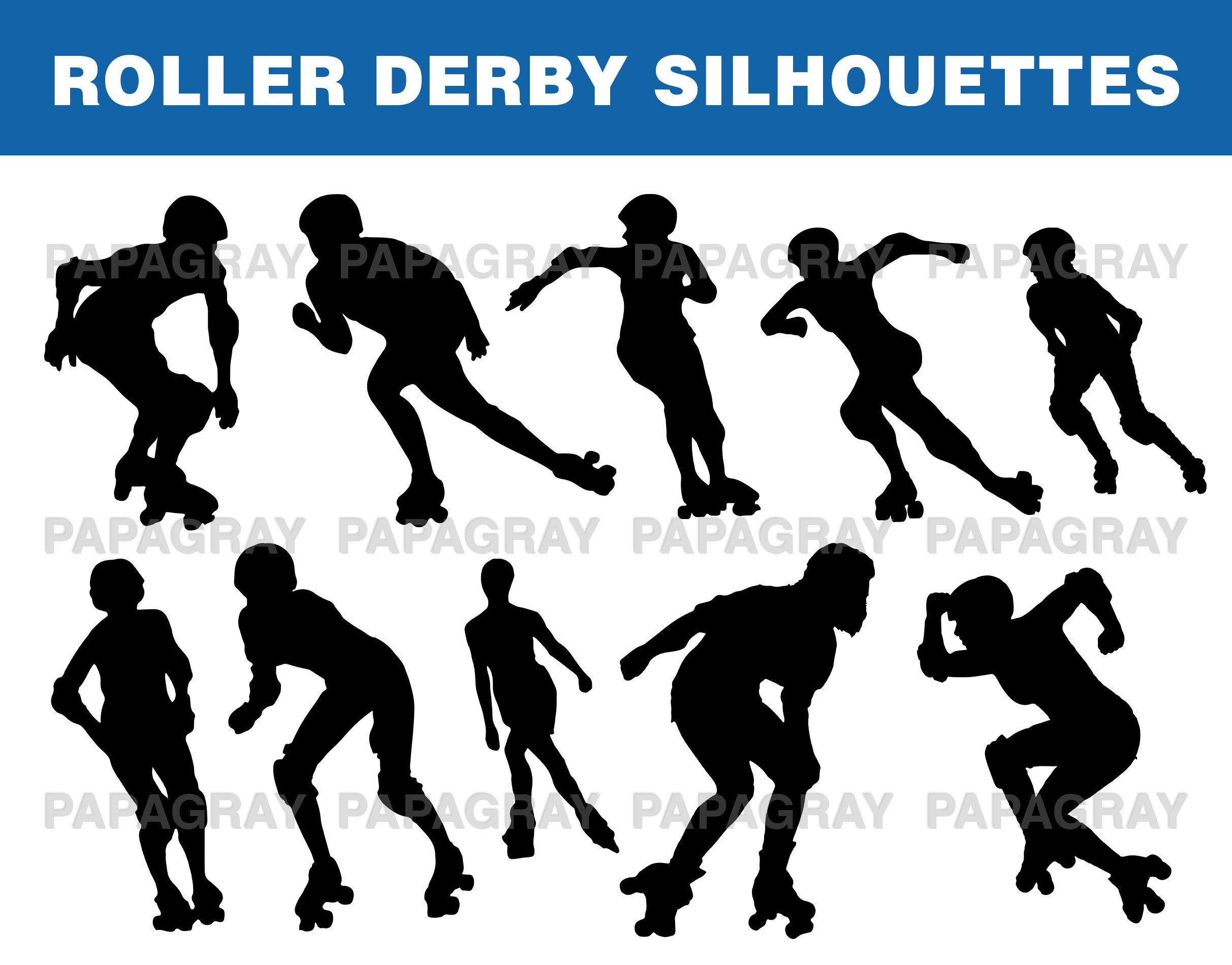 Roller Derby Silhouette Pack 10 Designs Digital Download - Etsy UK