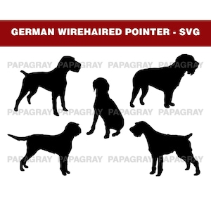 German Wirehaired Pointer SVG Dog Silhouette Pack - 5 Designs | Digital Download | German Wirehaired Pointer SVG, Wirehaired Pointer Dog