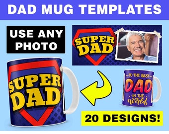 Dad Mug Templates - 20 Designs | Digital Download, Fathers Day Template, Dad Sublimation 11oz Cups, Father Mug Sublimation Designs, Papa