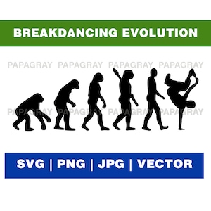 Breakdancing SVG Evolution Graphic | Digital Download | Breakdancing PNG, Breakdancing Silhouette, Breakdancing Human Evolution, Breakdancer