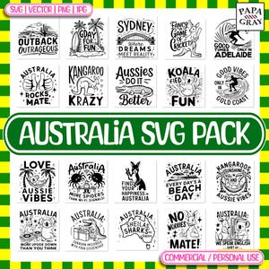 Frasi sull'Australia in formato SVG - 20 design / Download digitale / Citazioni australiane, design grafici australiani, SVG di Sydney, Melbourne, Perth, Adelaide