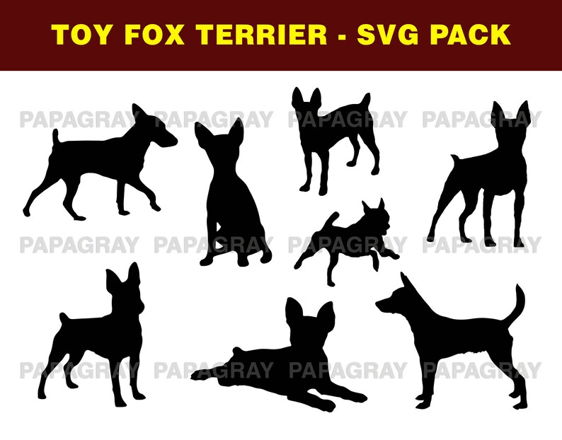 Toy Fox Terrier Dog Silhouette Pack 8 Designs Digital Etsy Australia