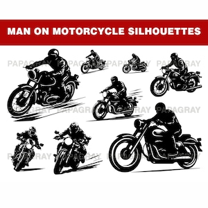 Man on Motorcycle SVG Pack - 10 Designs | Digital Download | Motorcycle Vector, Motorbike SVG, Motorcycle Rider Graphic Design