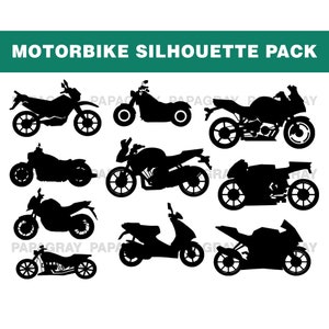 Motorrad-Silhouette-Paket – 10 Designs | Digitaler Download | Motorrad SVG, Fahrrad PNG, Motorrad JPG, Motorrad Grafik, Motorrad Svg