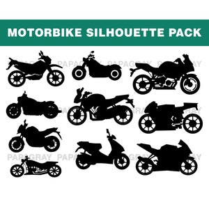 Pacchetto silhouette moto - 10 design / Download digitale / Moto SVG, Bike PNG, Moto JPG, Grafica moto, Moto Svg