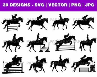Equestrian SVG Bundle: Woman Horse Riding Designs (Digital Download)