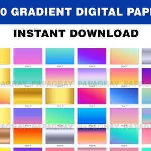 100 Gradient Digital Paper 300 DPI Digital Download 100 Backgrounds, 100 Gradient Backgrounds, Digital Paper Gradient PNG image 3