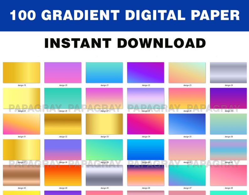 100 Gradient Digital Paper 300 DPI Digital Download 100 Backgrounds, 100 Gradient Backgrounds, Digital Paper Gradient PNG image 3