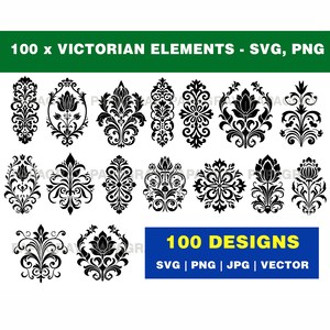 Victorian Floral Silhouette MEGA Pack: 100 Era Elements (Digital Download)