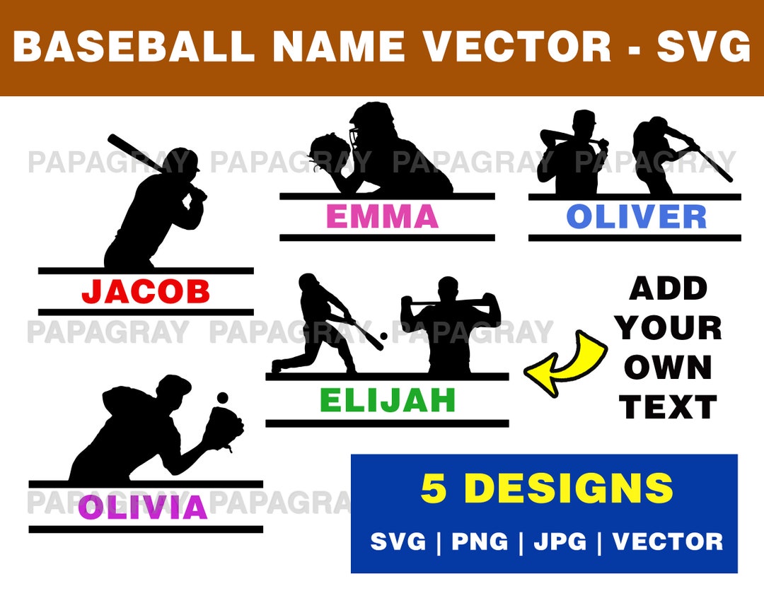 Baseball Name SVG Pack 5 Designs Digital Download Etsy