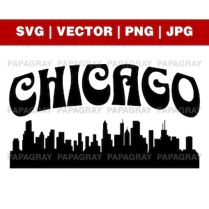Chicago Illinois Skyline SVG | Digital Download | Illinois Silhouette, City Silhouette SVG, Cityscape PNG, America Vector
