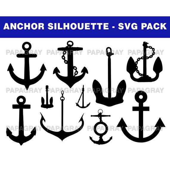 Ship Anchor Silhouette Pack 10 Designs Digital Download Boat Anchor, Anchor  SVG, Anchor PNG, Anchor Vector, Ship Anchor Vector Graphic 