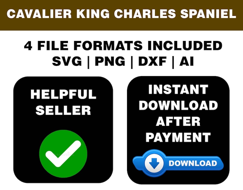 Digital Download 8 Designs Cavalier King Charles Spaniel Dog Silhouette Pack Cavalier King Charles Cavalier King Charles Spaniel SVG