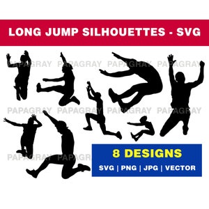 Long Jump SVG Graphic Pack - 8 Designs | Digital Download | Long Jump Vector, Athletic Long Jump PNG, Triple Jump Graphic