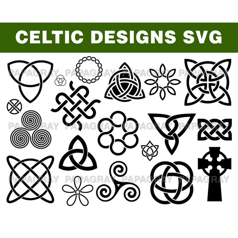 Celtic Silhouette Pack 30 Designs Digital Download Celtic Symbols Svg, Celtic Png, Celtic Vector, Celtic Designs svg, Celtic Knot svg image 1