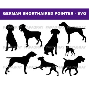 German Shorthaired Pointer Dog Silhouette Pack - 8 Designs | Digital Download | German Shorthaired Pointer SVG, Shorthaired Pointer Dog PNG