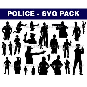 Police SVG Silhouette Pack - 25 Designs | Digital Download | Law enforcement, Police Force Svg, Police Officer Vector