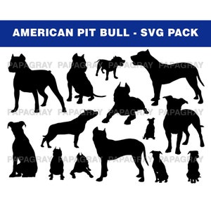 American Pit Bull SVG Silhouette Pack - 14 Designs | Digital Download | Pit Bull Canine, Pit Bull SVG, Cut Files, Graphic Illustrations Set