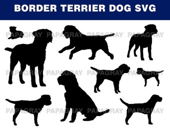 Border Terrier Dog Silhouette Pack - 10 Designs | Digital Download | Border Terrier Dog SVG, Border Terrier SVG, Border Terrier Dog PNG