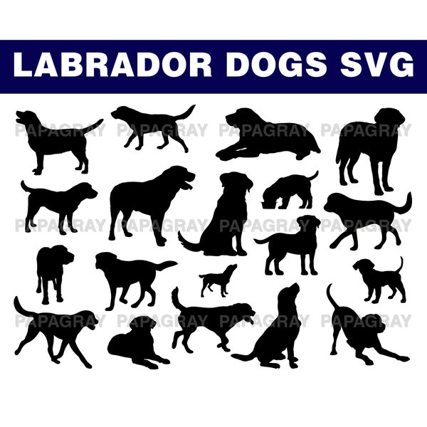 Labrador Dog Silhouette Pack - 21 Designs | Digital Download | Labrador Dog Svg, Labrador Dog Png, Labrador Dog, Labrador Vector Animal PNG