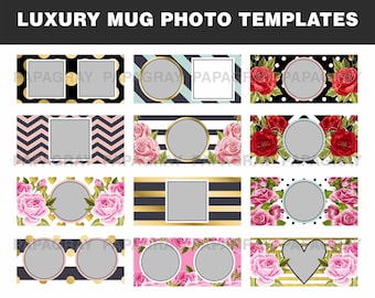 Luxury Photo Mug Templates: 12 PNG Designs (Digital Download)