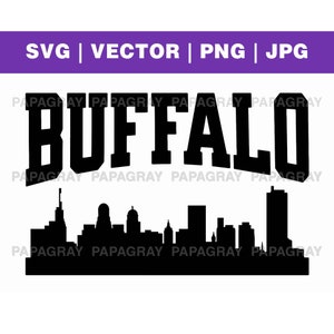 Skyline di Buffalo SVG / Download digitale / Buffalo New York, Silhouette della città SVG, Grafica degli Stati Uniti, Paesaggio urbano PNG, Vettore americano