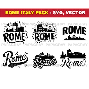 ローマのスカイライン SVG バンドル: イタリアの都市グラフィック (デジタルダウンロード)