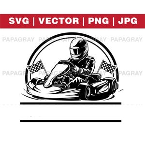 カート レーシング スプリット ネーム モノグラム SVG ベクター | デジタル ダウンロード | 屋内カート、モーター レーシング クリップアート、モーター スポーツ、自動車レースのイラスト