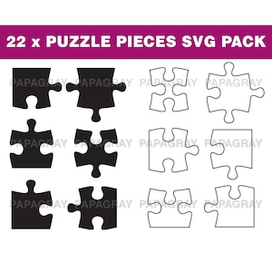 Puzzle Pieces Silhouette Pack - 22 Designs | Digital Download | Puzzle Pieces SVG, Puzzle Pieces PNG, Plumber Vector, Puzzle Pieces Graphic