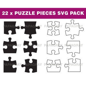 Puzzle Pieces Silhouette Pack - 22 Designs | Digital Download | Puzzle Pieces SVG, Puzzle Pieces PNG, Plumber Vector, Puzzle Pieces Graphic