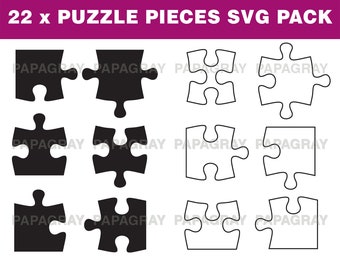 Puzzle Pieces Silhouette Pack - 22 Designs | Digital Download | Puzzle Pieces SVG, Puzzle Pieces PNG, Plumber Vector, Puzzle Pieces Graphic