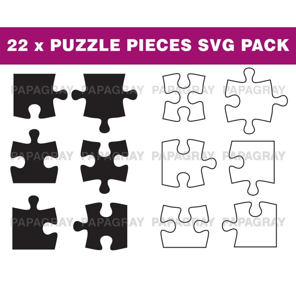 Puzzleteile-Silhouettenpaket – 22 Designs | Digitaler Download | Puzzleteile SVG, Puzzleteile PNG, Klempner-Vektor, Puzzleteile-Grafik