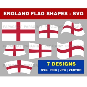 England Flag Shapes SVG Graphic - 7 Designs | Digital Download | England Flag PNG, English Flag Vector Graphic, Britain SVG, United Kingdom
