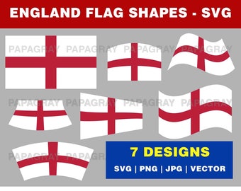 England Flag Shapes SVG Graphic - 7 Designs | Digital Download | England Flag PNG, English Flag Vector Graphic, Britain SVG, United Kingdom