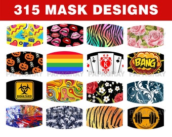 315 Face Mask Designs - HUGE Bundle Pack #2 | Digital Download | Mask Design, Sublimation Face Masks, Mask Artwork, Mask png, Mask Download
