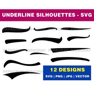 Unterstreichen SVG Pack - 12 Designs | Digitaler Download | College Unterstreichen Vektor, Varsity Unterstreichen Grafik